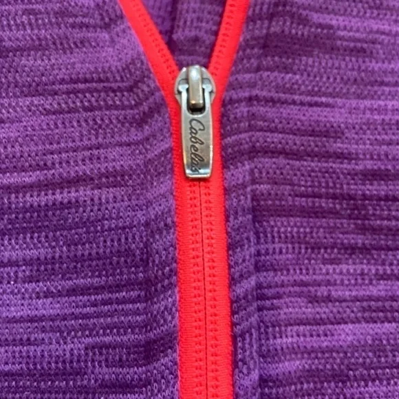 Cabela’s purple 1/4 zip contrast hot pink trim athletic top size medium - Picture 6 of 12